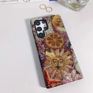 Lavender Beaded Phone Case for Samsung Galaxy S25 Ultra S24 S23 Ultra Plus Shockproof Double Layer Back Cover