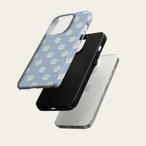Light Blue Background White Bear Phone Case for IPhone 17 16 15 14 13 Pro Max Plus for Magnetic Single Double-layer Tough Case