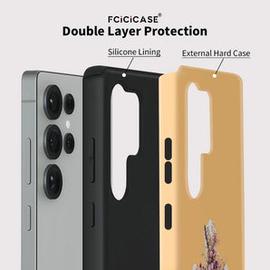 Fcicicase PC +TPU Case For Samsung Galaxy S26 Ultra S25 S24 S23 Plus S22 S20 FE A16 A26 A36 A56 Double-layer Flowers Cases Funda