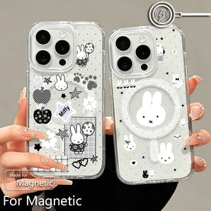 Cartoon M-miffys cute Magnetic Phone Case for iPhone 17 16 15 14 13 12 11 8 7 Air Plus Pro Max X XR XSMax Soft Clear Tpu Cover