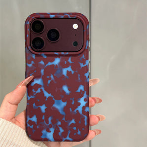 Fashion Burgundy Red Contrast Watercolor Leopard Print Case For iPhone 18 Pro Max 17 16 15 Shockproof IMD TPU Phone Back Cover