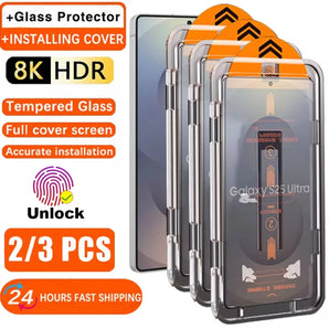 Easy Installation Screen Protector For Samsung S25 Ultra S26 S22 S23 S24 FE A56 A57 A55 5g A16 A26 A54 A36 A37 Tempered Glass